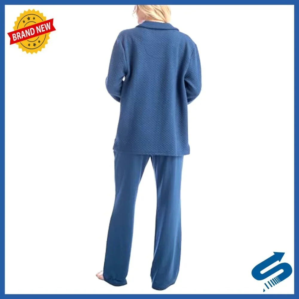 3-Piece Lounge Set with Quilted Shacket, Pajama Pants, Long Sleeve Top